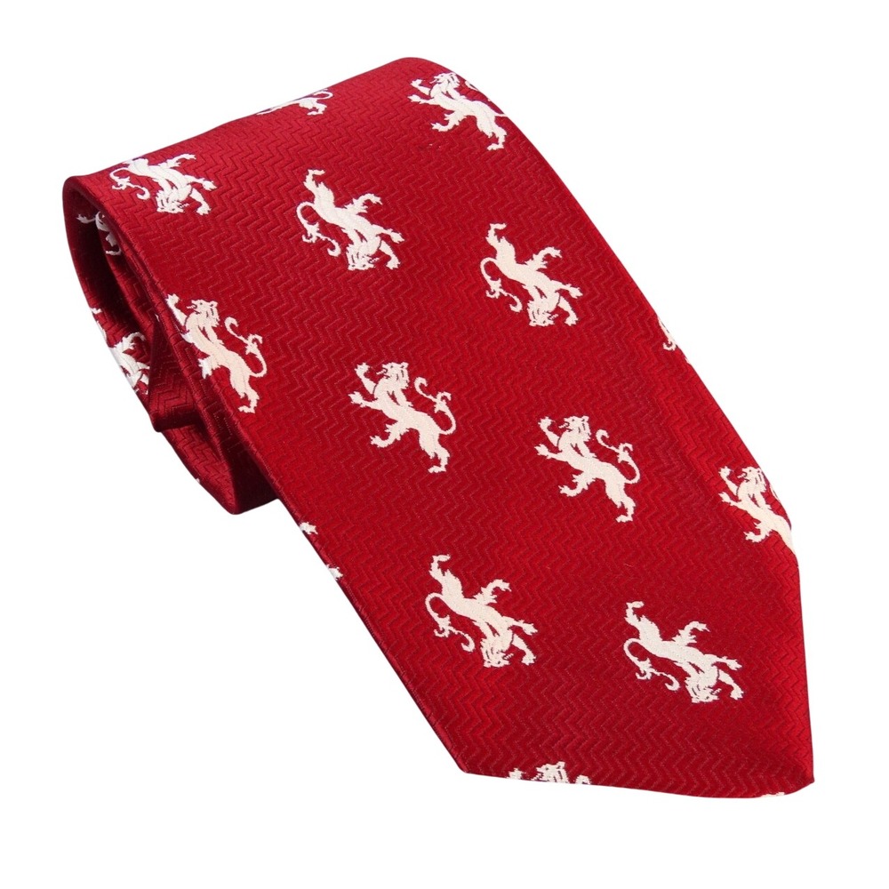 VTG JCPenney Par Excellence MEN'S NECK TIE Red/White RAMPANT LION Wide Polyester